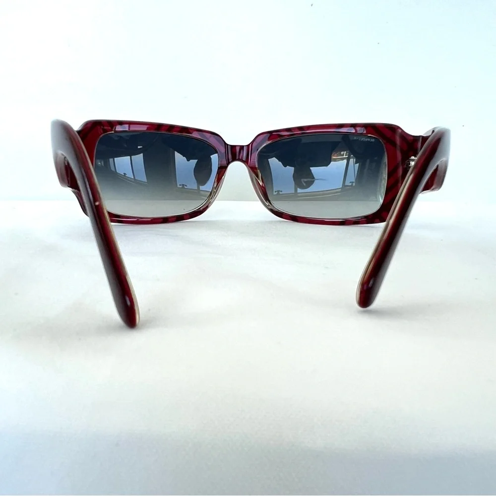 BURBERRY B 4015 3017 Gray Gradient Lenses Dark Burgundy Frame Sunglasses NWB